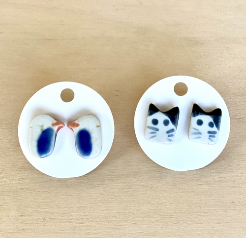 The Art of April | Painted studs - handmade pottery earrings