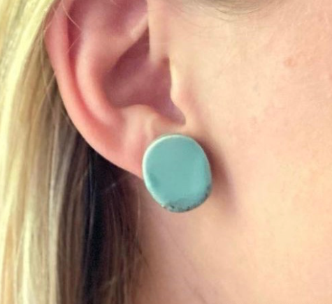 The Art of April | Marbled turquoise oval stud clay earring. 