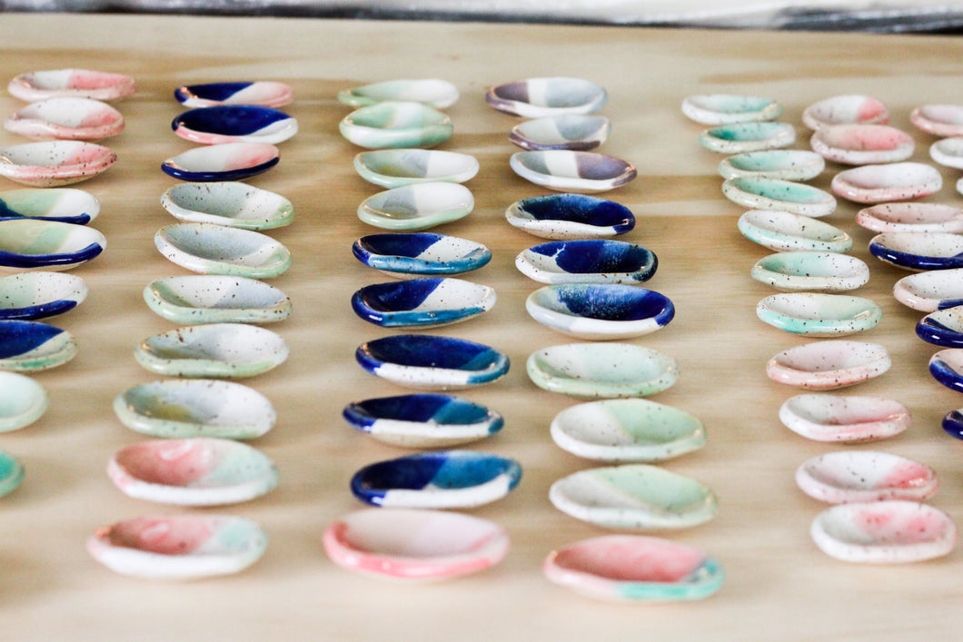 The Art of April | Clay Pause Buttons. Our buttons are trending. Featuring beautiful layered colors and a variety of variations. 
