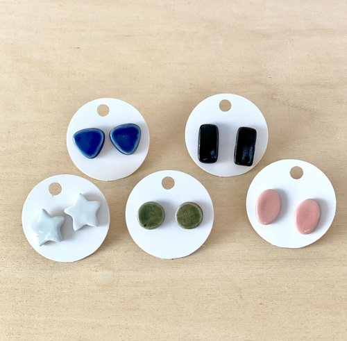 The Art of April | Mini geometric Studs pottery made earrings