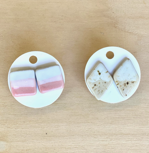 The Art of April | Geometric Ombre Studs - handmade pottery earrings